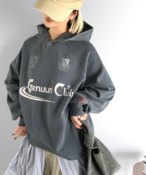 Java(ジャバ)の「《JaVa ジャバコラボ》ヴィンテージ感たっぷり!!胸刺繍ピグメントオーバーサイズ裏起毛パーカー(パーカー・レディース・チャコールグレー/グレー/ブルー系その他/ブラウン・SMALL/X-LARGE/MEDIUM/LARGE)」の7枚目の写真