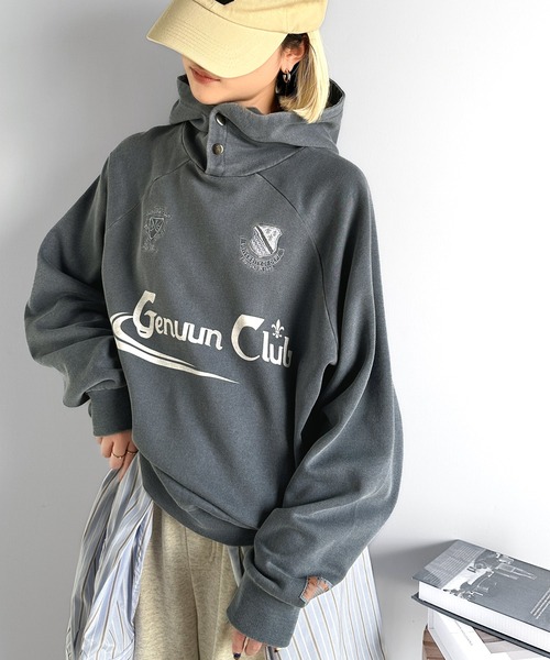 Java(ジャバ)の「《JaVa ジャバコラボ》ヴィンテージ感たっぷり!!胸刺繍ピグメントオーバーサイズ裏起毛パーカー(パーカー・レディース・チャコールグレー/グレー/ブルー系その他/ブラウン・SMALL/X-LARGE/MEDIUM/LARGE)」の10枚目の写真