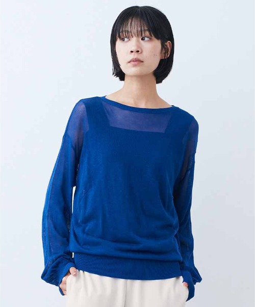 IEDIT(イディット)の「IEDIT シアーニットの美しさを楽しむベストバランスセット(その他トップス・レディース・ロイヤルブルー/ベージュ系その他・MEDIUM/LARGE/X-LARGE/XX-LARGE/SMALL)」の2枚目の写真