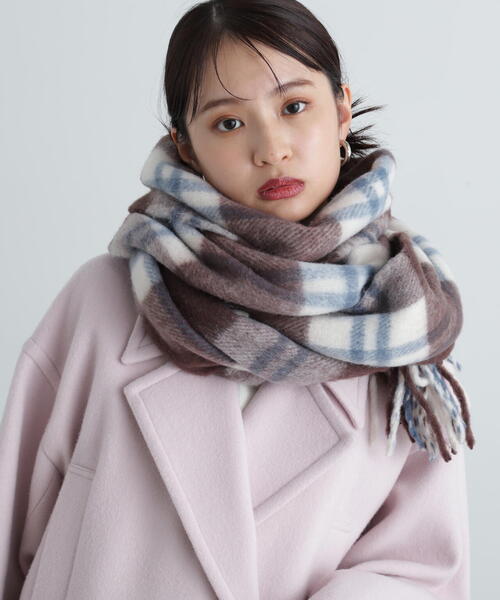 N.（N. Natural Beauty Basic）（エヌエヌナチュラルビューティーベーシック）の「◆フリンジチェックストール（ストール/ショール・レディース・ブルー系その他/ブラウン系その他・ﾌﾘ-）」の13枚目の写真
