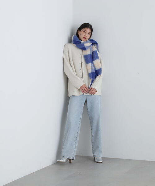 N.（N. Natural Beauty Basic）（エヌエヌナチュラルビューティーベーシック）の「◆フリンジチェックストール（ストール/ショール・レディース・ブルー系その他/ブラウン系その他・ﾌﾘ-）」の22枚目の写真