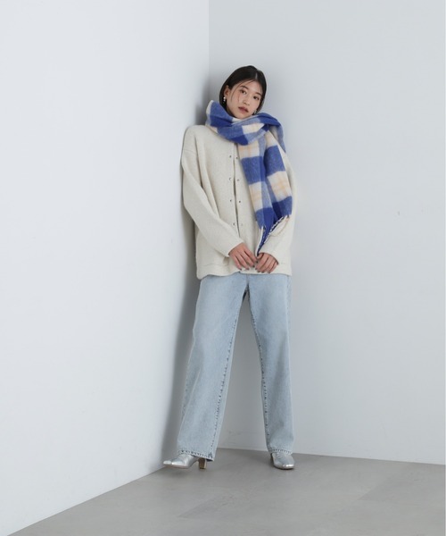 N.（N. Natural Beauty Basic）（エヌエヌナチュラルビューティーベーシック）の「◆フリンジチェックストール（ストール/ショール・レディース・ブルー系その他/ブラウン系その他・ﾌﾘ-）」の7枚目の写真