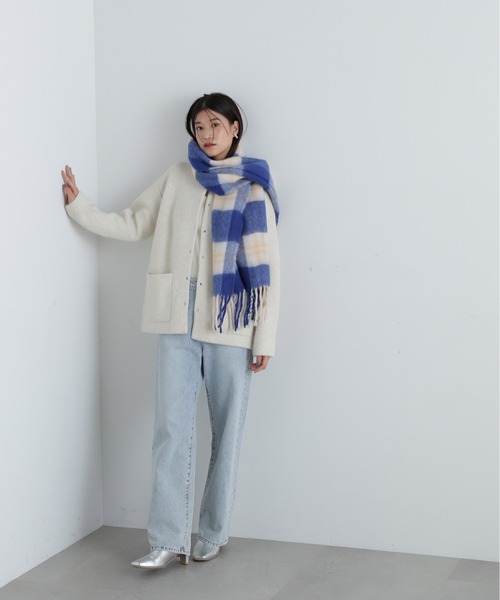 N.（N. Natural Beauty Basic）（エヌエヌナチュラルビューティーベーシック）の「◆フリンジチェックストール（ストール/ショール・レディース・ブルー系その他/ブラウン系その他・ﾌﾘ-）」の8枚目の写真