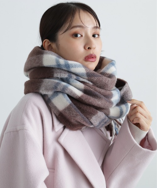 N.（N. Natural Beauty Basic）（エヌエヌナチュラルビューティーベーシック）の「◆フリンジチェックストール（ストール/ショール・レディース・ブルー系その他/ブラウン系その他・ﾌﾘ-）」の18枚目の写真