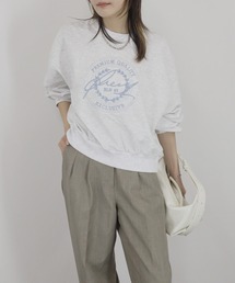 【ZOZO限定】ラウンド刺繍ロゴスウェット 英字プリント カレッジスウェット シンプル カジュアル ベーシック ホワイト 白 ライトグレー
