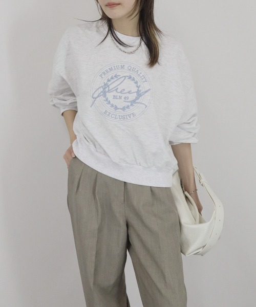 トレーナー スウェット 「ZOZO限定」ラウンド刺繍ロゴスウェット 英字プリント カレッジスウェット シンプル  カジュアル ベーシック ホワイト 白 ZOZO限定】ラウンド刺繍ロゴスウェット 英字プリント カレッジ