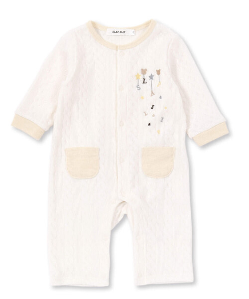 SLAP SLIP BABY（スラップスリップベビー）の「おしりクマパッチ前ポケット付きロンパースベビー(60~80cm)（ロンパース・キッズ・ベージュ/オフホワイト・60cm/70cm/80ｃｍ）」の5枚目の写真