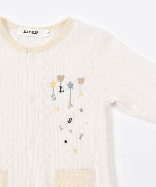 SLAP SLIP BABY（スラップスリップベビー）の「おしりクマパッチ前ポケット付きロンパースベビー(60~80cm)（ロンパース・キッズ・ベージュ/オフホワイト・60cm/70cm/80ｃｍ）」の7枚目の写真