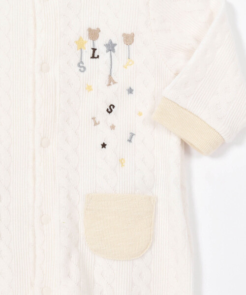 SLAP SLIP BABY（スラップスリップベビー）の「おしりクマパッチ前ポケット付きロンパースベビー(60~80cm)（ロンパース・キッズ・ベージュ/オフホワイト・60cm/70cm/80ｃｍ）」の8枚目の写真