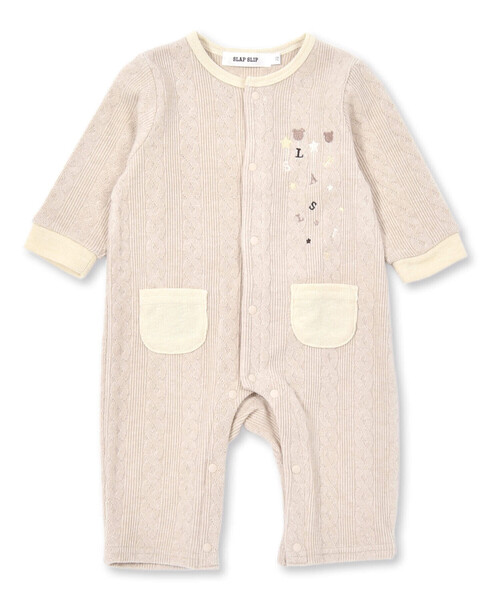 SLAP SLIP BABY（スラップスリップベビー）の「おしりクマパッチ前ポケット付きロンパースベビー(60~80cm)（ロンパース・キッズ・ベージュ/オフホワイト・60cm/70cm/80ｃｍ）」の11枚目の写真