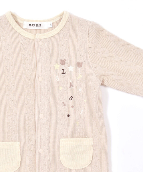 SLAP SLIP BABY（スラップスリップベビー）の「おしりクマパッチ前ポケット付きロンパースベビー(60~80cm)（ロンパース・キッズ・ベージュ/オフホワイト・60cm/70cm/80ｃｍ）」の13枚目の写真