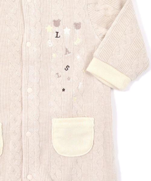 SLAP SLIP BABY（スラップスリップベビー）の「おしりクマパッチ前ポケット付きロンパースベビー(60~80cm)（ロンパース・キッズ・ベージュ/オフホワイト・60cm/70cm/80ｃｍ）」の14枚目の写真