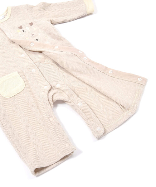 SLAP SLIP BABY（スラップスリップベビー）の「おしりクマパッチ前ポケット付きロンパースベビー(60~80cm)（ロンパース・キッズ・ベージュ/オフホワイト・60cm/70cm/80ｃｍ）」の15枚目の写真