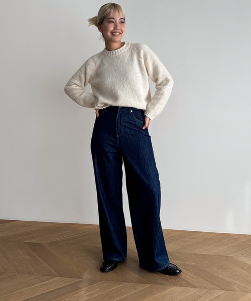 CANAL JEAN(キャナルジーン)の「ローライズデニムワイドパンツ(デニムパンツ・レディース・インディゴブルー/ブラック・マルチサイズ)」の9枚目の写真