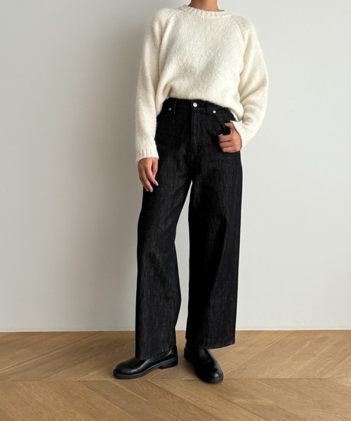 CANAL JEAN(キャナルジーン)の「ローライズデニムワイドパンツ(デニムパンツ・レディース・インディゴブルー/ブラック・マルチサイズ)」の11枚目の写真