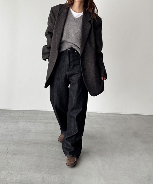 CANAL JEAN(キャナルジーン)の「ローライズデニムワイドパンツ(デニムパンツ・レディース・インディゴブルー/ブラック・マルチサイズ)」の6枚目の写真