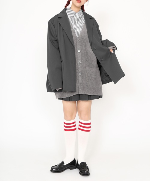 PUNYUS（プニュズ）の「オーバーテーラードジャケット（テーラードジャケット・レディース・ブラック/グレー・1/2/3/4）」の16枚目の写真