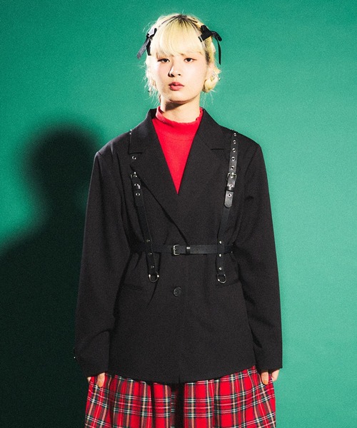 PUNYUS（プニュズ）の「オーバーテーラードジャケット（テーラードジャケット・レディース・ブラック/グレー・1/2/3/4）」の4枚目の写真