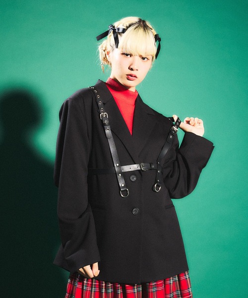 PUNYUS（プニュズ）の「オーバーテーラードジャケット（テーラードジャケット・レディース・ブラック/グレー・1/2/3/4）」の5枚目の写真