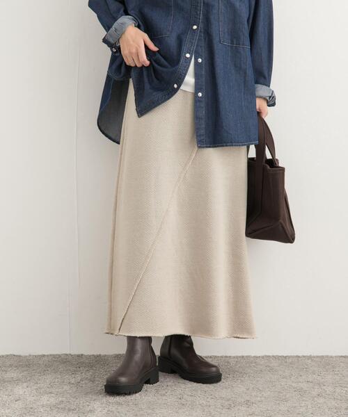 URBAN RESEARCH DOORS（アーバンリサーチドアーズ）の「ローゲージインレイイージースカート（スカート・レディース・ライトグレー/ライトベージュ・MEDIUM）」の6枚目の写真
