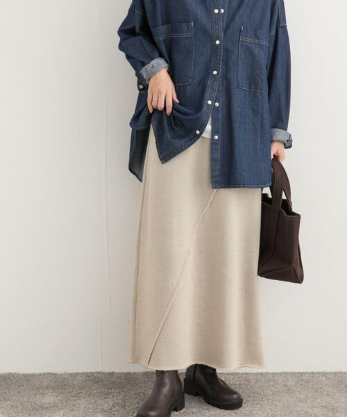 URBAN RESEARCH DOORS（アーバンリサーチドアーズ）の「ローゲージインレイイージースカート（スカート・レディース・ライトグレー/ライトベージュ・MEDIUM）」の8枚目の写真