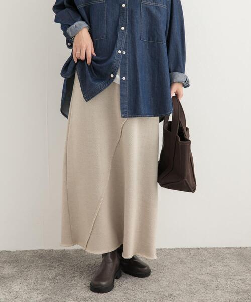 URBAN RESEARCH DOORS（アーバンリサーチドアーズ）の「ローゲージインレイイージースカート（スカート・レディース・ライトグレー/ライトベージュ・MEDIUM）」の9枚目の写真