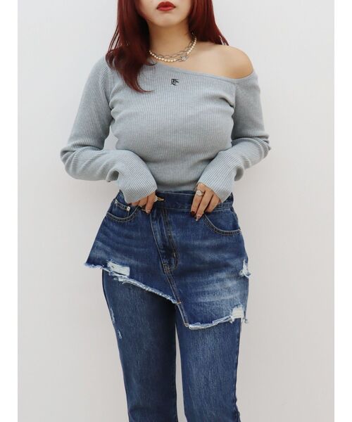EVRIS(エヴリス)の「ラップデザインフレアデニムパンツ(デニムパンツ・レディース・インディゴブルー/ライトブルー・MEDIUM/SMALL)」の3枚目の写真