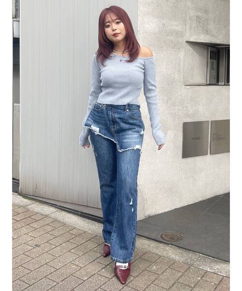 EVRIS(エヴリス)の「ラップデザインフレアデニムパンツ(デニムパンツ・レディース・インディゴブルー/ライトブルー・MEDIUM/SMALL)」の15枚目の写真