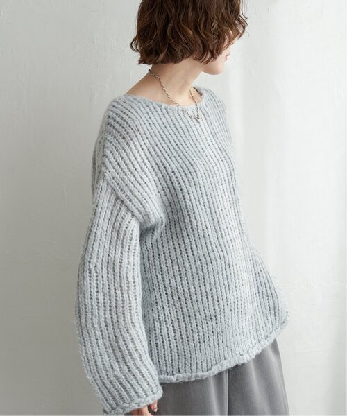 notch.（ノッチ）の「ボートネック裾クルンプルオーバー（ニット/セーター・レディース・ベージュ/グレー・M）」の5枚目の写真