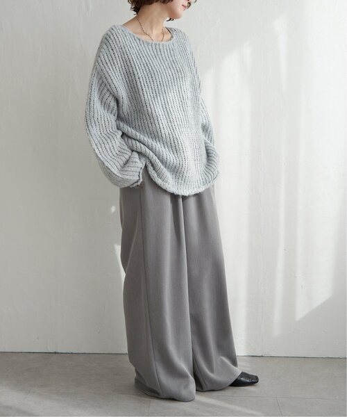 notch.（ノッチ）の「ボートネック裾クルンプルオーバー（ニット/セーター・レディース・ベージュ/グレー・M）」の6枚目の写真