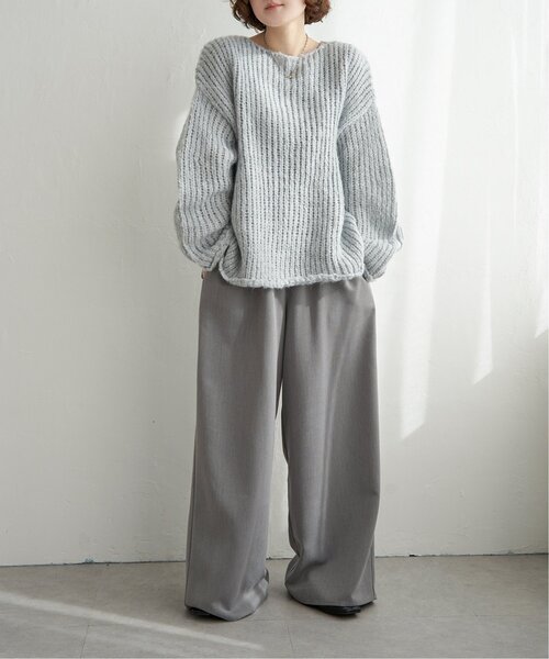 notch.（ノッチ）の「ボートネック裾クルンプルオーバー（ニット/セーター・レディース・ベージュ/グレー・M）」の7枚目の写真