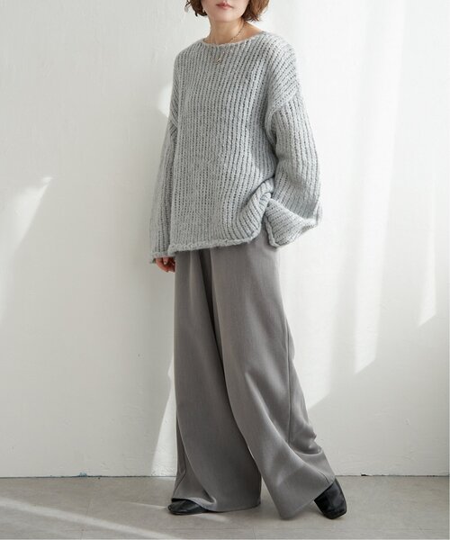 notch.（ノッチ）の「ボートネック裾クルンプルオーバー（ニット/セーター・レディース・ベージュ/グレー・M）」の8枚目の写真