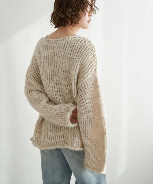 notch.（ノッチ）の「ボートネック裾クルンプルオーバー（ニット/セーター・レディース・ベージュ/グレー・M）」の12枚目の写真