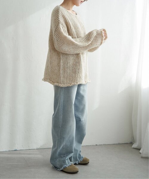 notch.（ノッチ）の「ボートネック裾クルンプルオーバー（ニット
