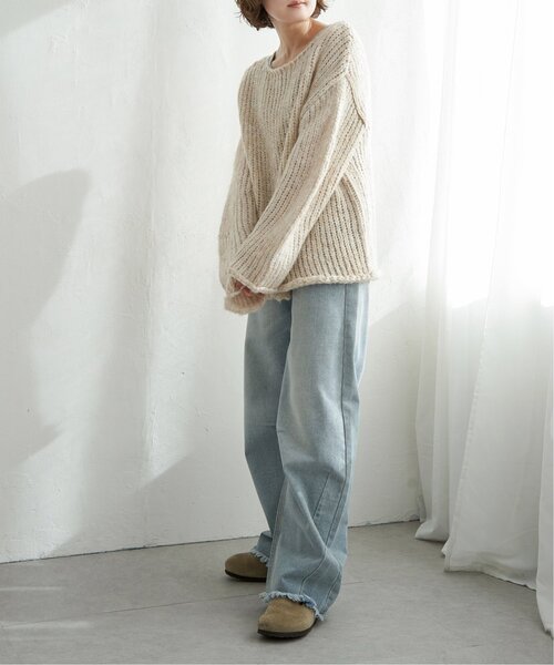 notch.（ノッチ）の「ボートネック裾クルンプルオーバー（ニット/セーター・レディース・ベージュ/グレー・M）」の14枚目の写真