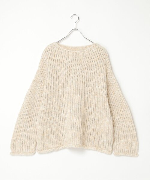 notch.（ノッチ）の「ボートネック裾クルンプルオーバー（ニット/セーター・レディース・ベージュ/グレー・M）」の17枚目の写真