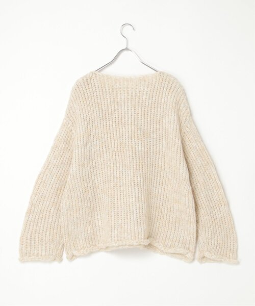 notch.（ノッチ）の「ボートネック裾クルンプルオーバー（ニット/セーター・レディース・ベージュ/グレー・M）」の18枚目の写真