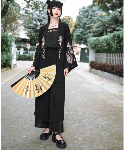 A‘gem 9（エージェムナイン）の「A'GEM/9 × .kom 『古怪舎/グガイシャ』 ロングカーディガン（カーディガン/ボレロ・レディース・ブラック・L/M）」の6枚目の写真