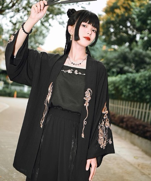 A‘gem 9（エージェムナイン）の「A'GEM/9 × .kom 『古怪舎/グガイシャ』 ロングカーディガン（カーディガン/ボレロ・レディース・ブラック・L/M）」の3枚目の写真