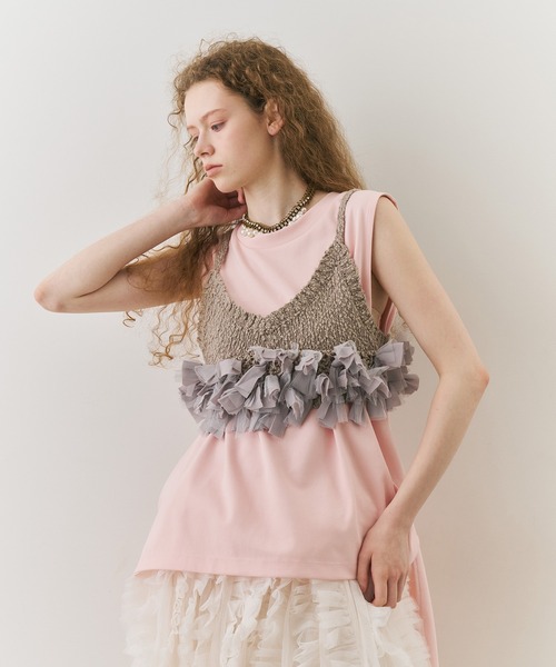 メニーリボンニットビスチェ(la belle Etude) メニーリボンニットビスチェ【セットアップ対応】（その他