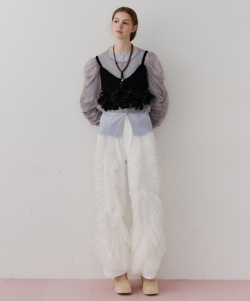 ラベルエチュード labelleetude ニットビスチェ メニーリボンニットビスチェ【セットアップ対応】（その他トップス