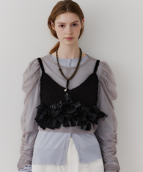 メニーリボンニットビスチェ【セットアップ対応】（その他トップス