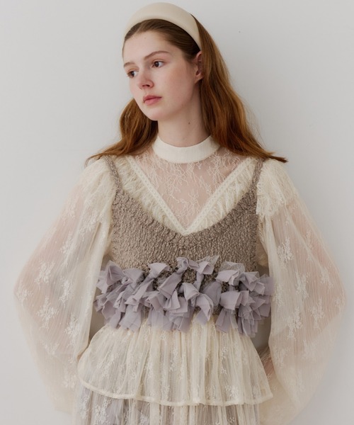 新品未使用 ラベルエチュード labelleetude ニットビスチェ メニーリボンニットビスチェ【セットアップ対応】（その他トップス