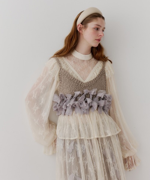 メニーリボンニットビスチェ【セットアップ対応】（その他トップス