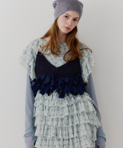メニーリボンニットビスチェ【セットアップ対応】（その他トップス