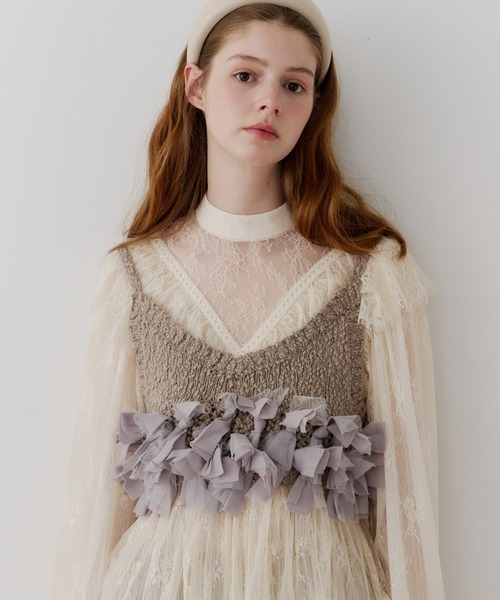 ラベルエチュード labelleetude ニットビスチェ メニーリボンニットビスチェ【セットアップ対応】（その他トップス