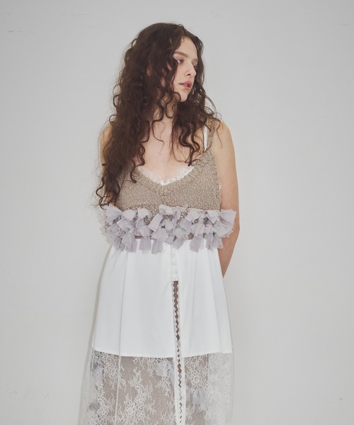 la belle Etude BACKリボンペプラムバルーンTOPS ブルー la belle