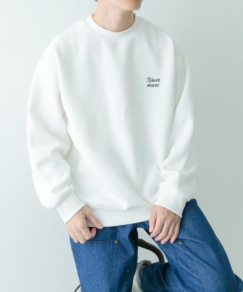 セール】『XLサイズあり』刺繍ジャカードロングスリーブカットソー