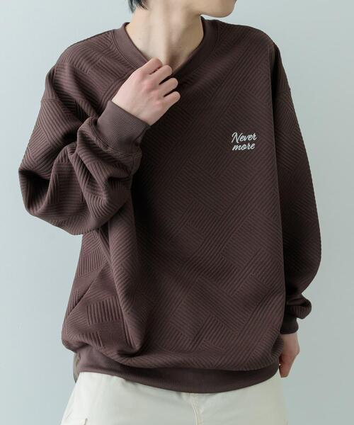 セール】『XLサイズあり』刺繍ジャカードロングスリーブカットソー