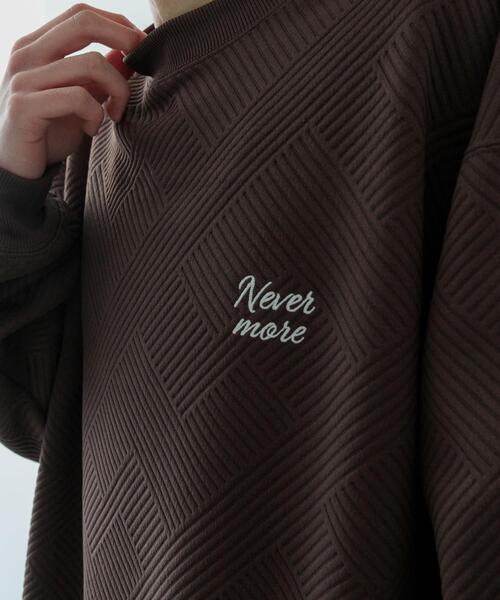 セール】『XLサイズあり』刺繍ジャカードロングスリーブカットソー